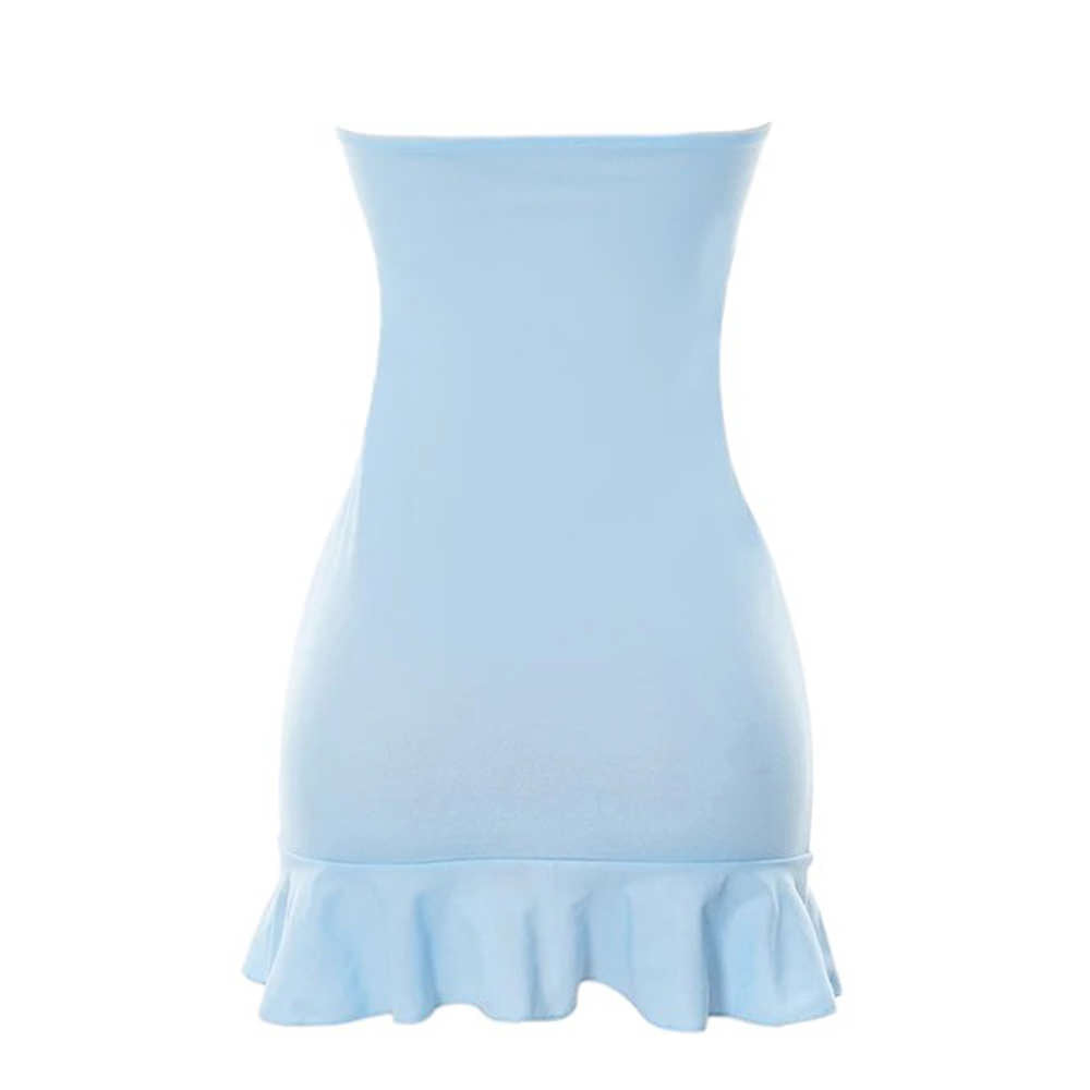 BLOSSOM BREEZE PASTEL BLUE MINI DRESS