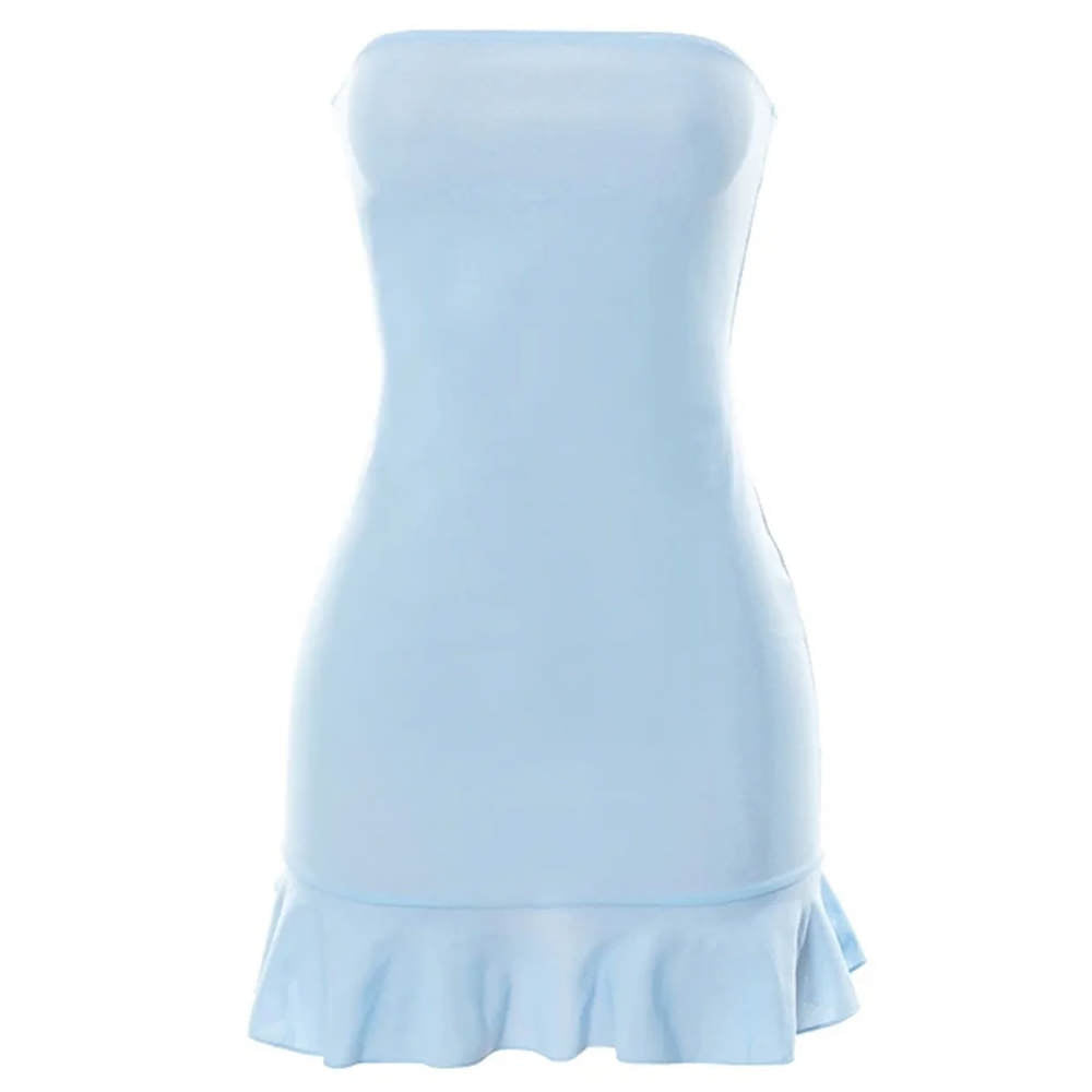 BLOSSOM BREEZE PASTEL BLUE MINI DRESS