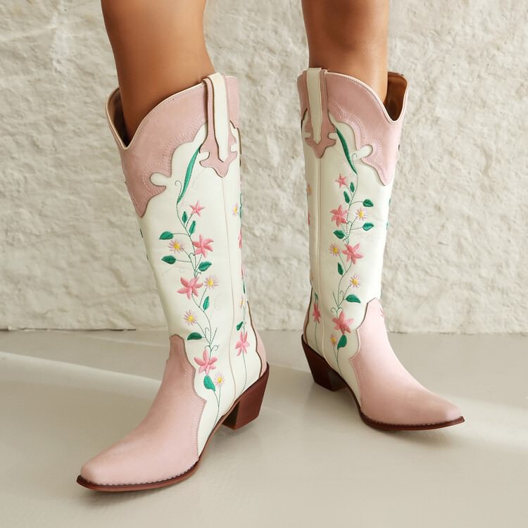 BLOSSOM TRAIL FLORAL COWBOY BOOTS PINK FLORAL COWBOY