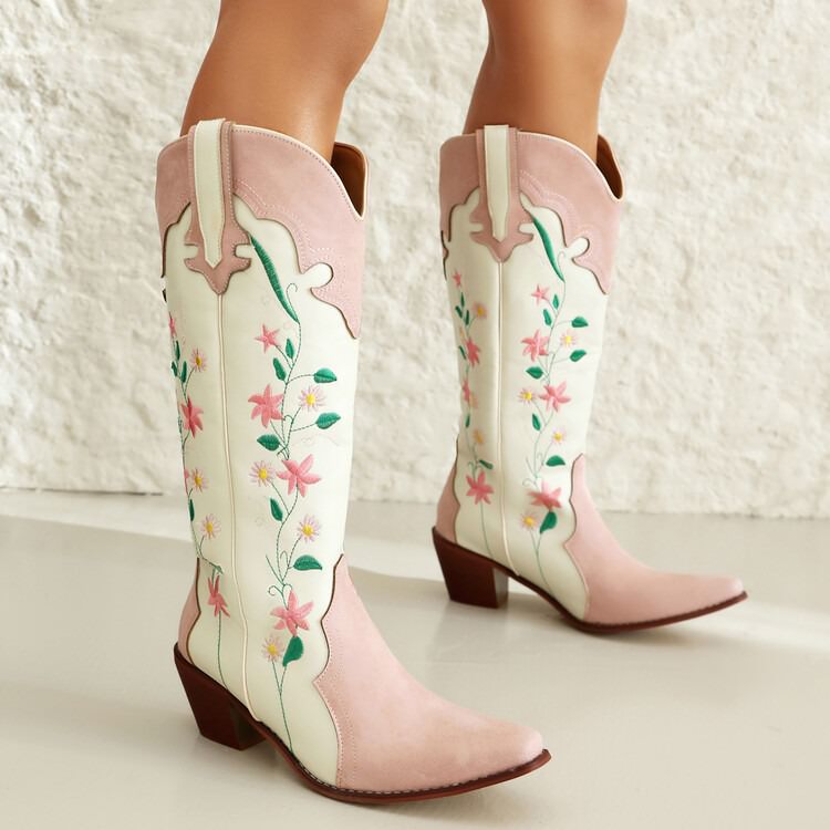 BLOSSOM TRAIL FLORAL COWBOY BOOTS PINK FLORAL COWBOY