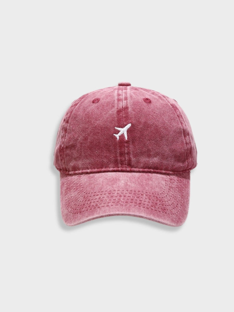 BLUE AIRPLANE EMBROIDERED BASEBALL CAP FOR OUTDOOR SUN PROTECTION