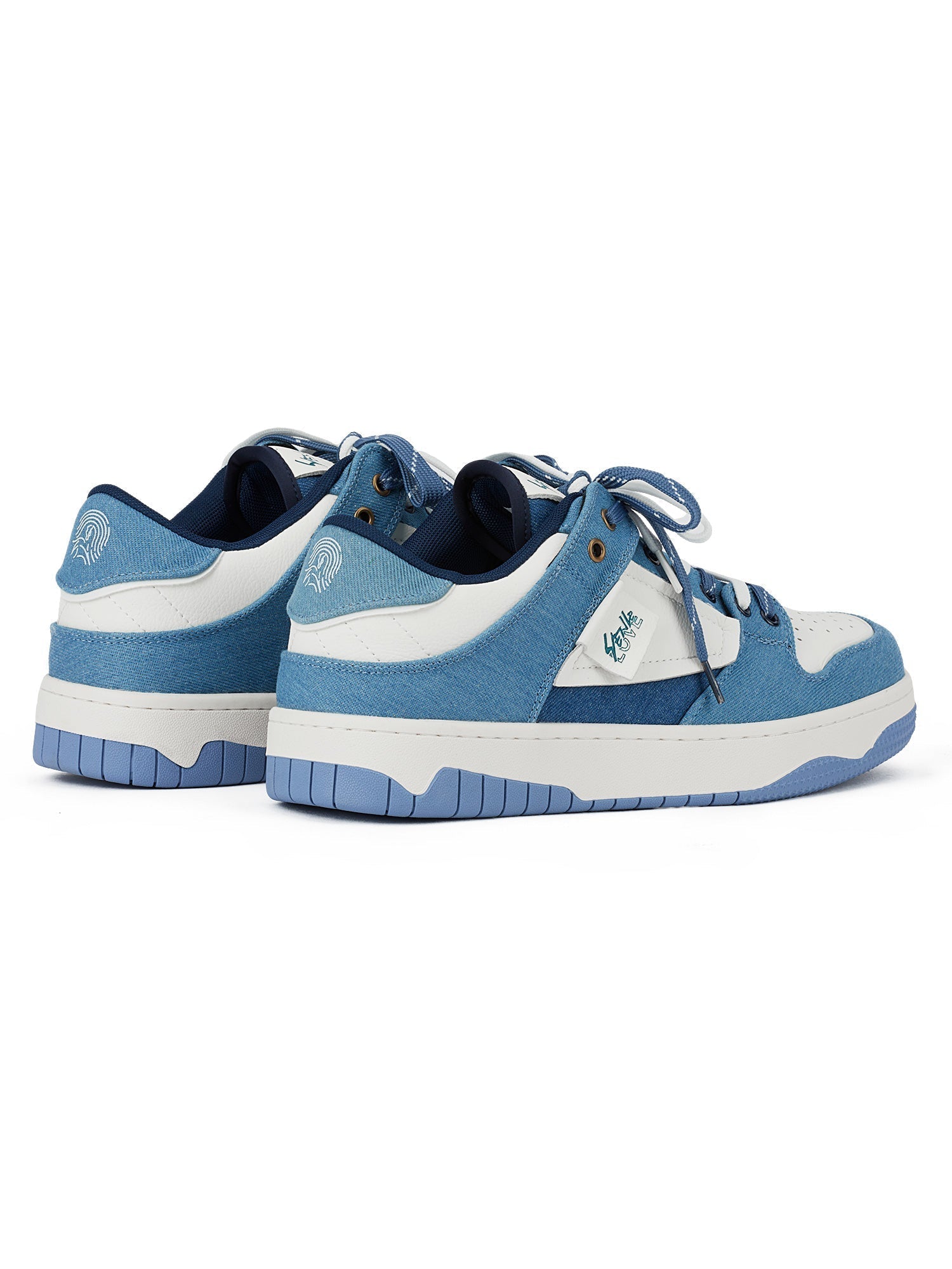 BLUE AND WHITE LOW-TOP SNEAKERS WITH ROUND TOE CASUAL DESIGN