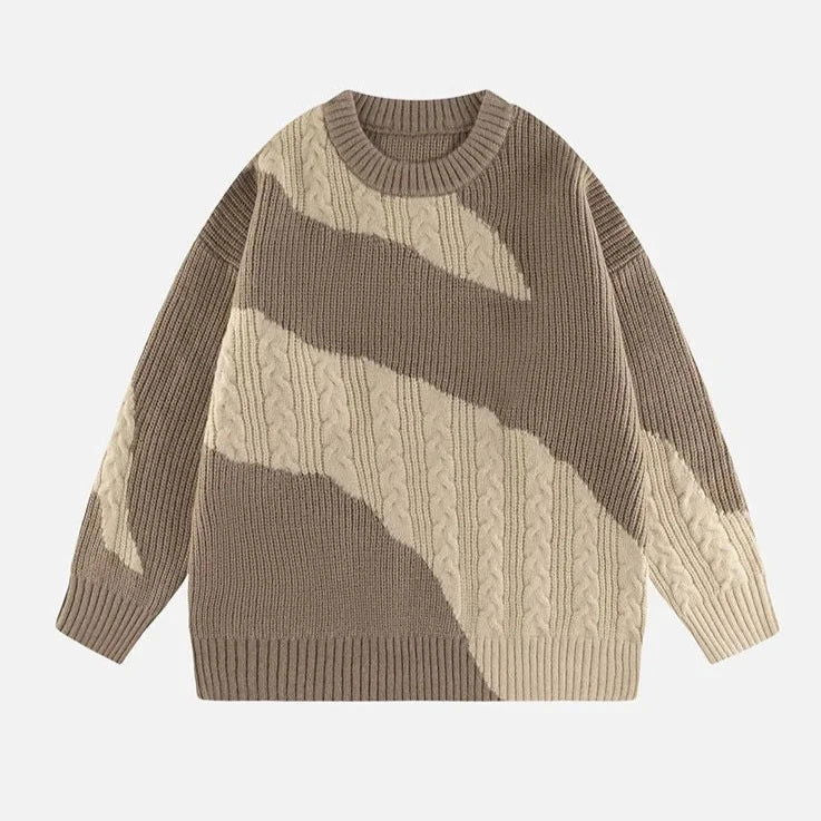 BLUE AND WHITE PATTERNED KNIT SWEATER - ULTIMATE INNOVATIVE KNITTING