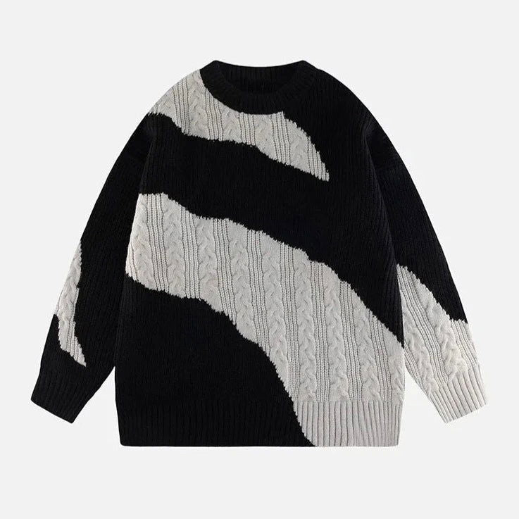 BLUE AND WHITE PATTERNED KNIT SWEATER - ULTIMATE INNOVATIVE KNITTING