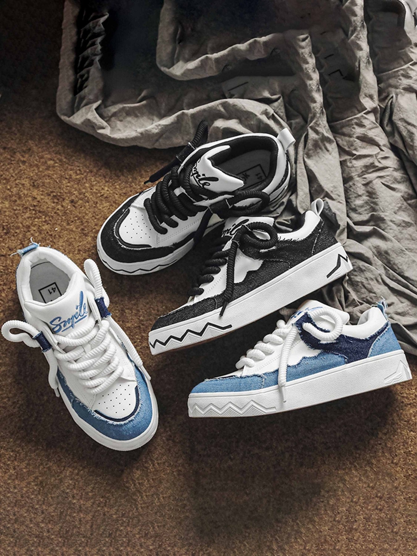BLUE AND WHITE SNEAKERS