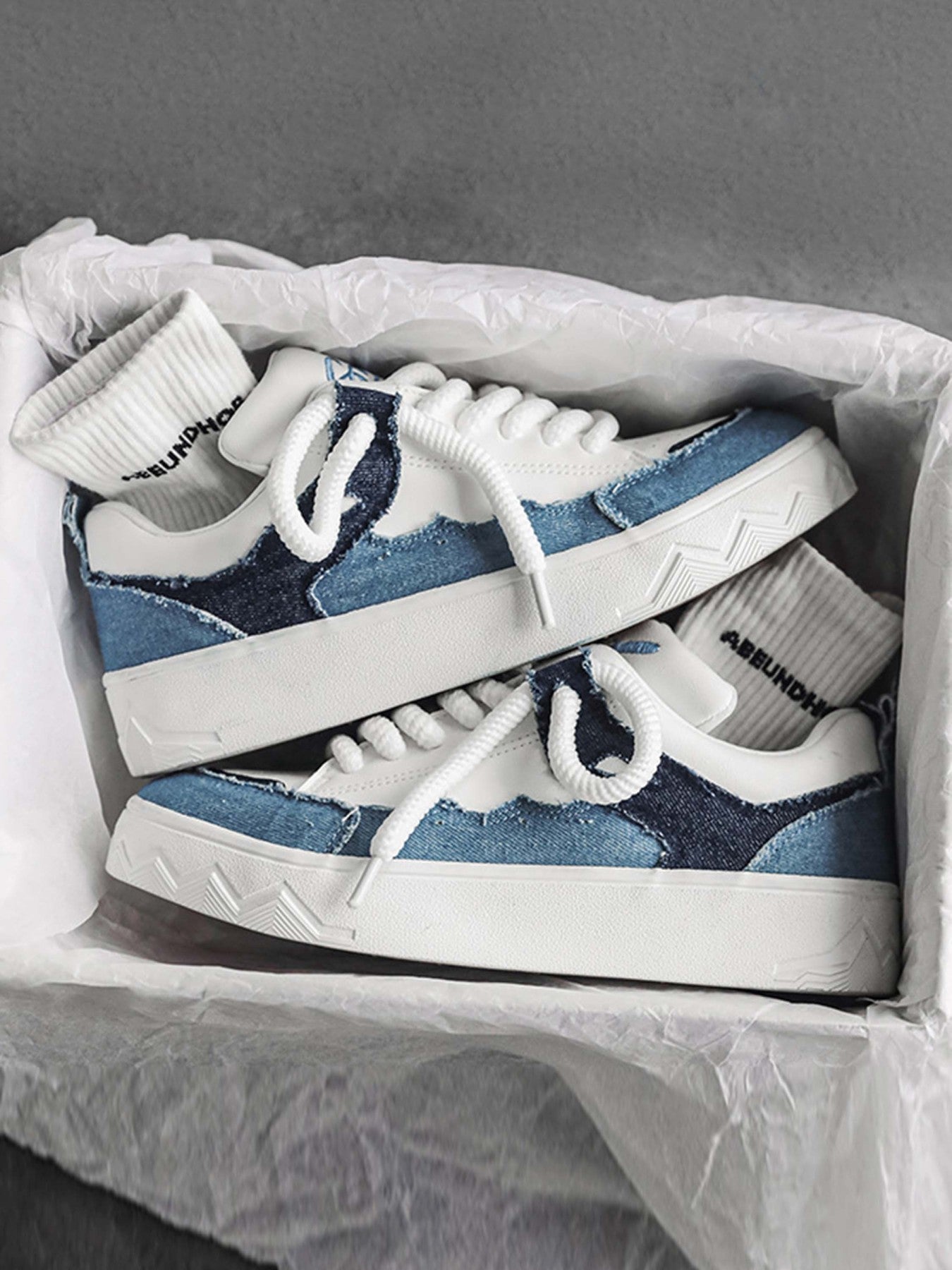 BLUE AND WHITE SNEAKERS