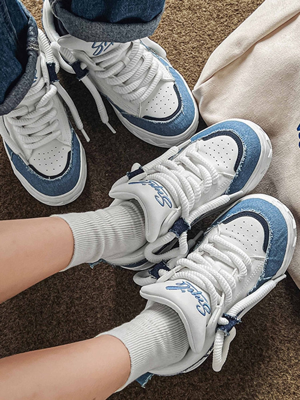 BLUE AND WHITE SNEAKERS