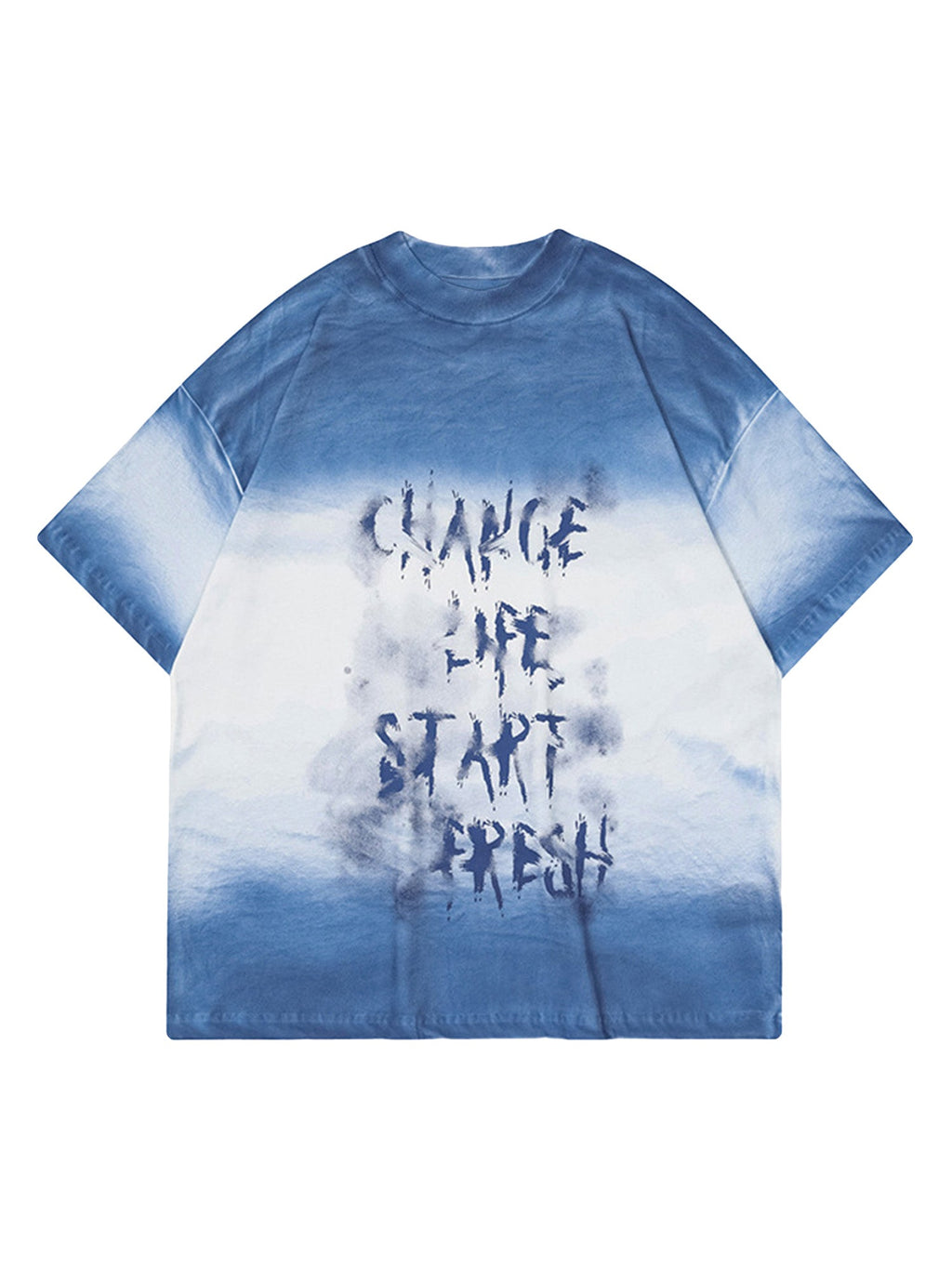 BLUE AND WHITE TIE-DYE SHORT SLEEVE T-SHIRT