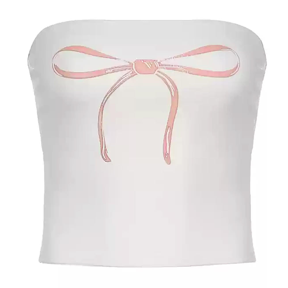 BLUE BOW Y2K TUBE TOP - BUST MEASUREMENT, COQUETTE