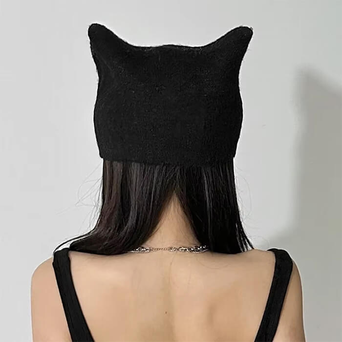 BLUE CAT EAR HAT WINTER HEADWEAR