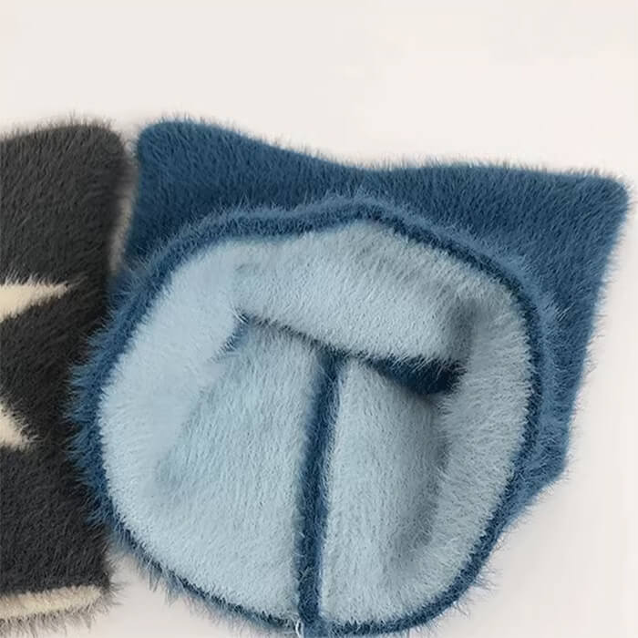 BLUE CAT EAR HAT WINTER HEADWEAR