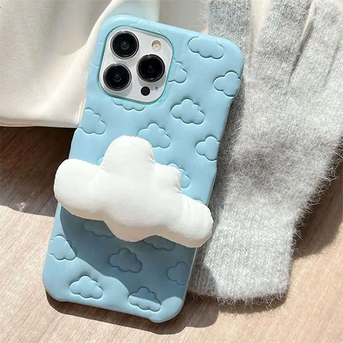 BLUE CLOUD PUFFER IPHONE CASE WITH CLOUD DESIGN