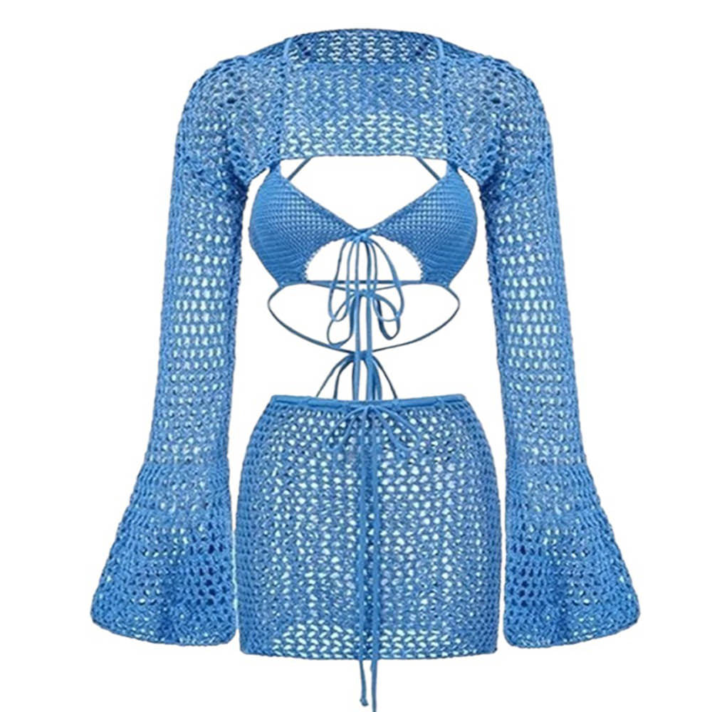 BLUE CROCHET CROP TOP AND SKIRT SET BUST MEASUREMENT