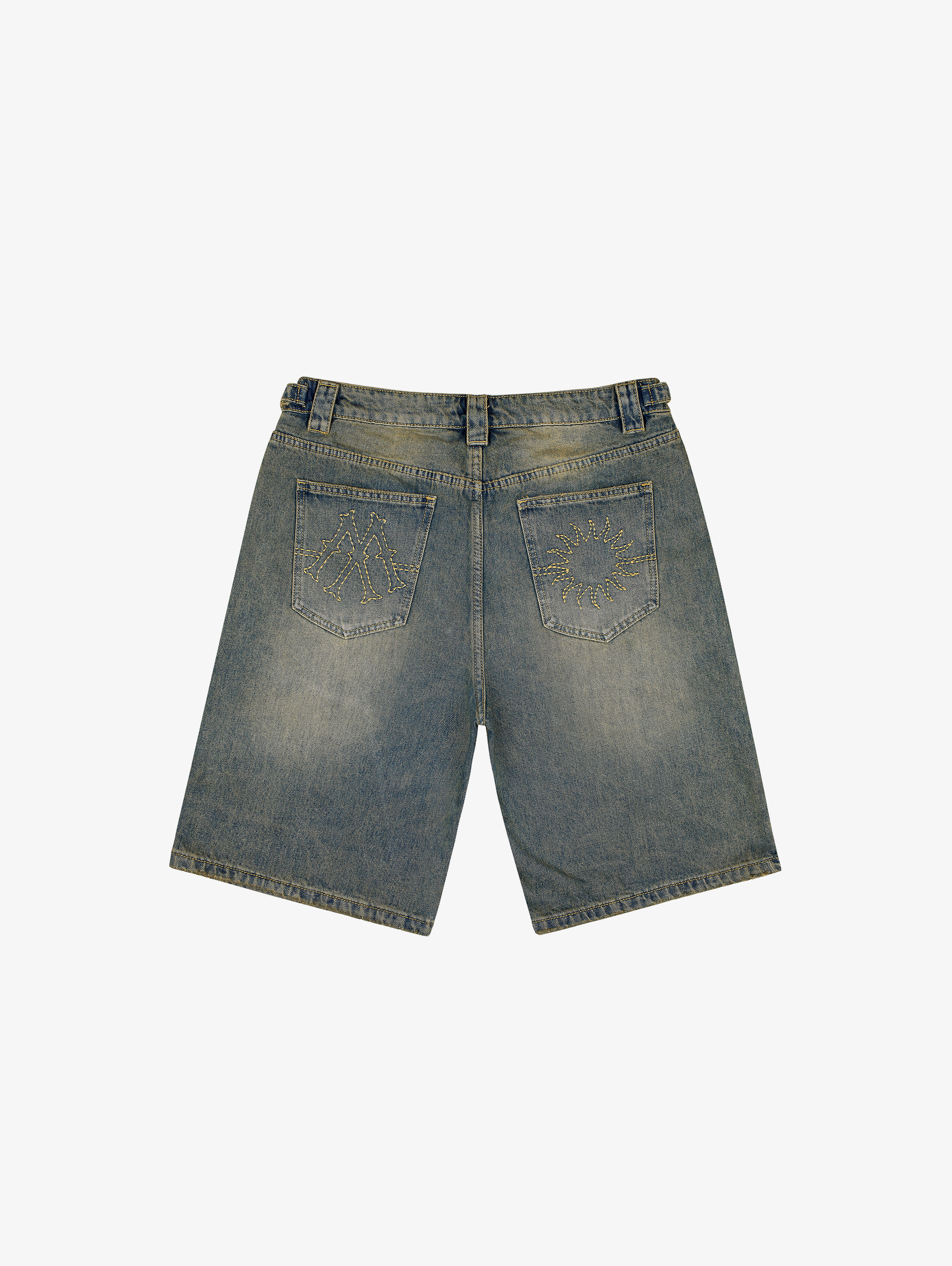 BLUE DENIM JEAN SHORTS DIRT BLUE WASHED DESIGN