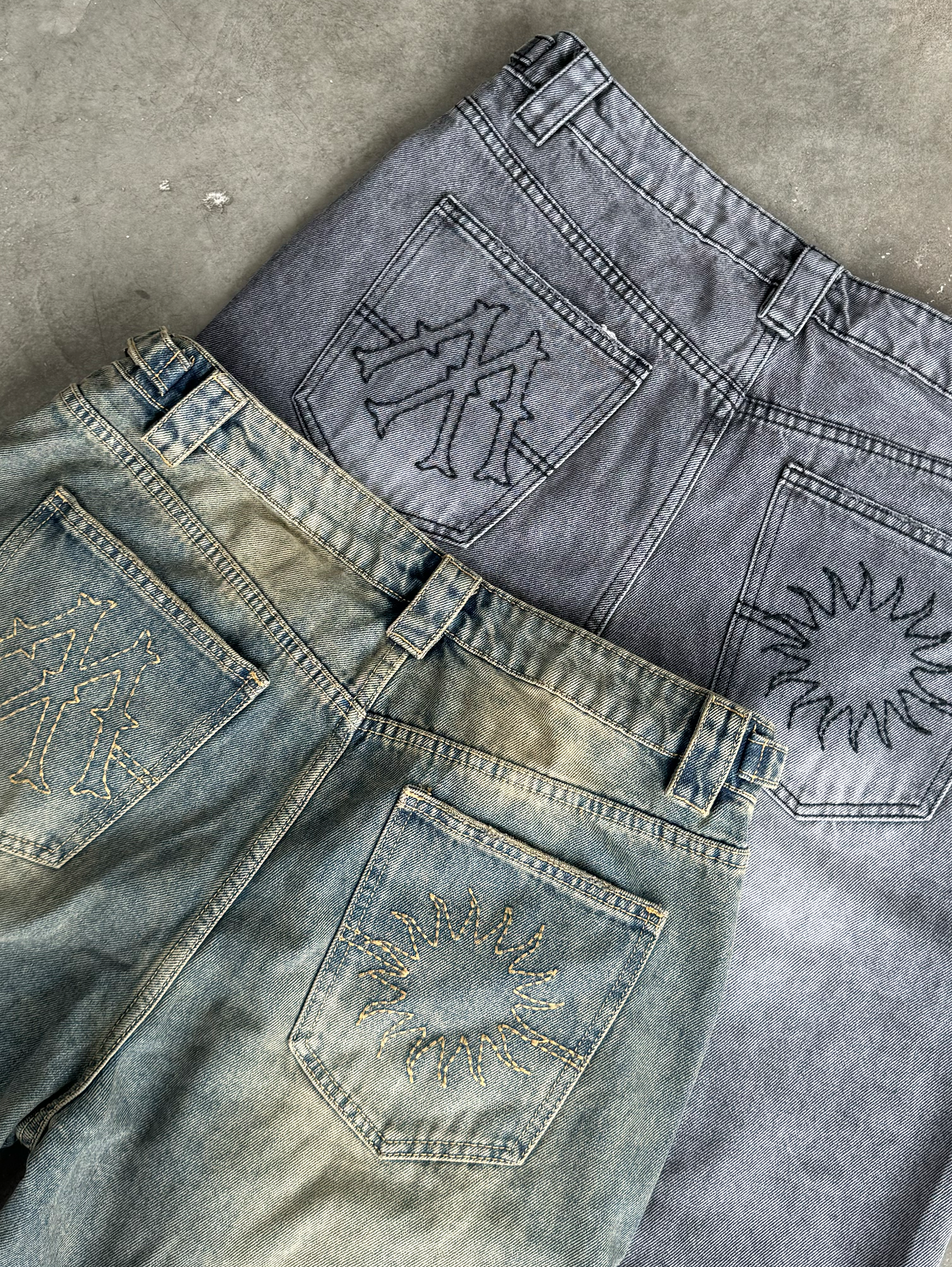 BLUE DENIM JEAN SHORTS DIRT BLUE WASHED DESIGN