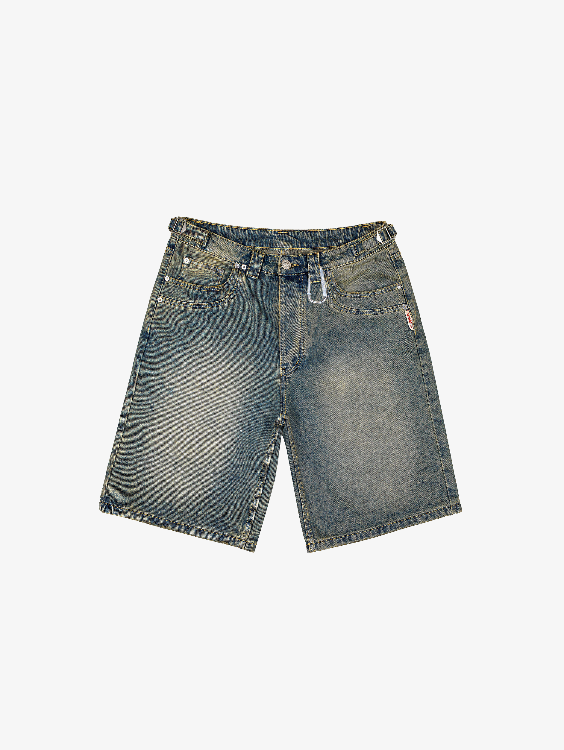 BLUE DENIM JEAN SHORTS DIRT BLUE WASHED DESIGN