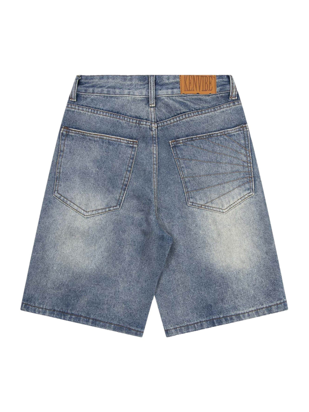 BLUE DENIM JORTS WITH SUNBURST DESIGN - BREATHABLE DENIM JORTS