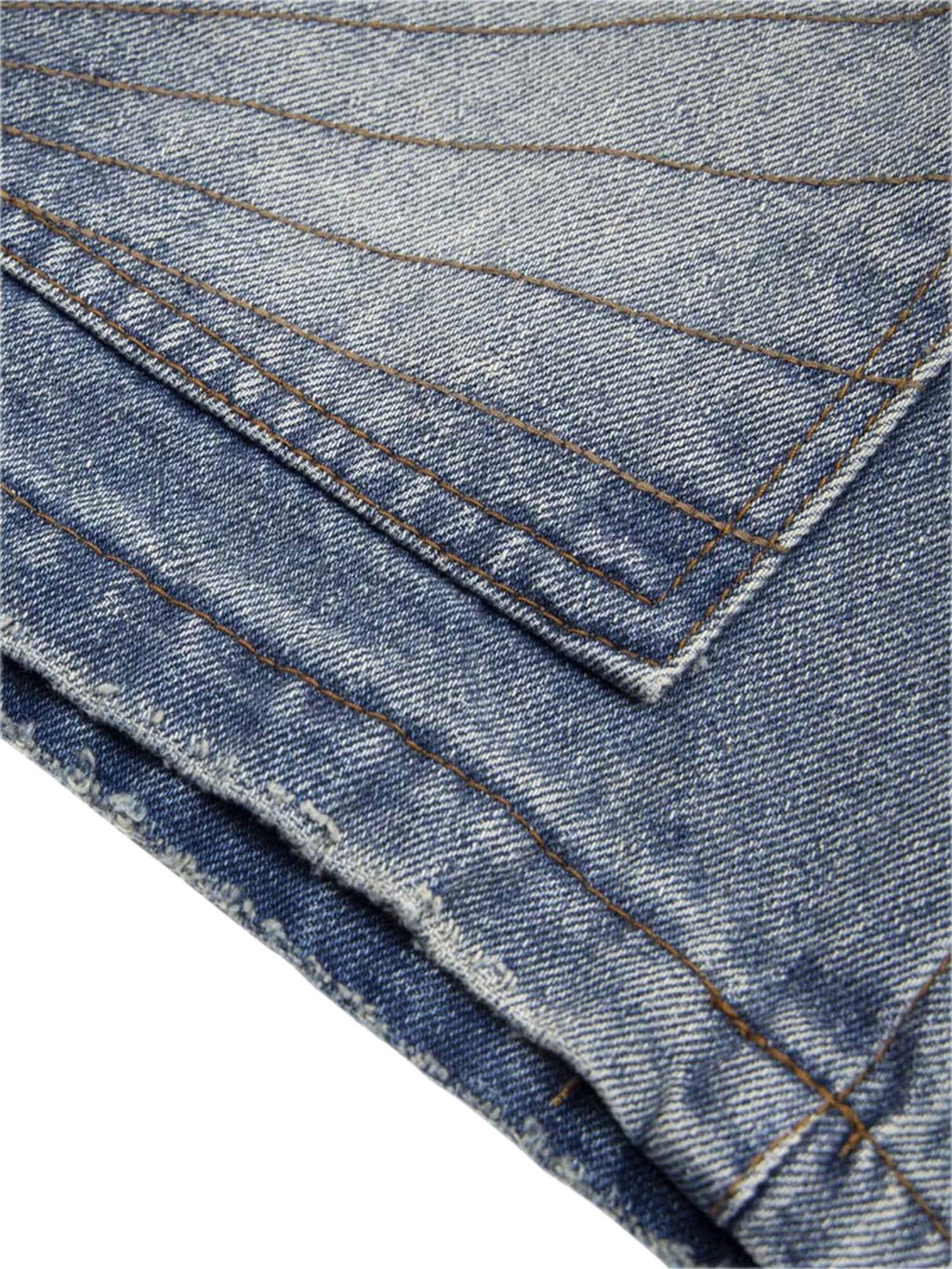 BLUE DENIM JORTS WITH SUNBURST DESIGN - BREATHABLE DENIM JORTS