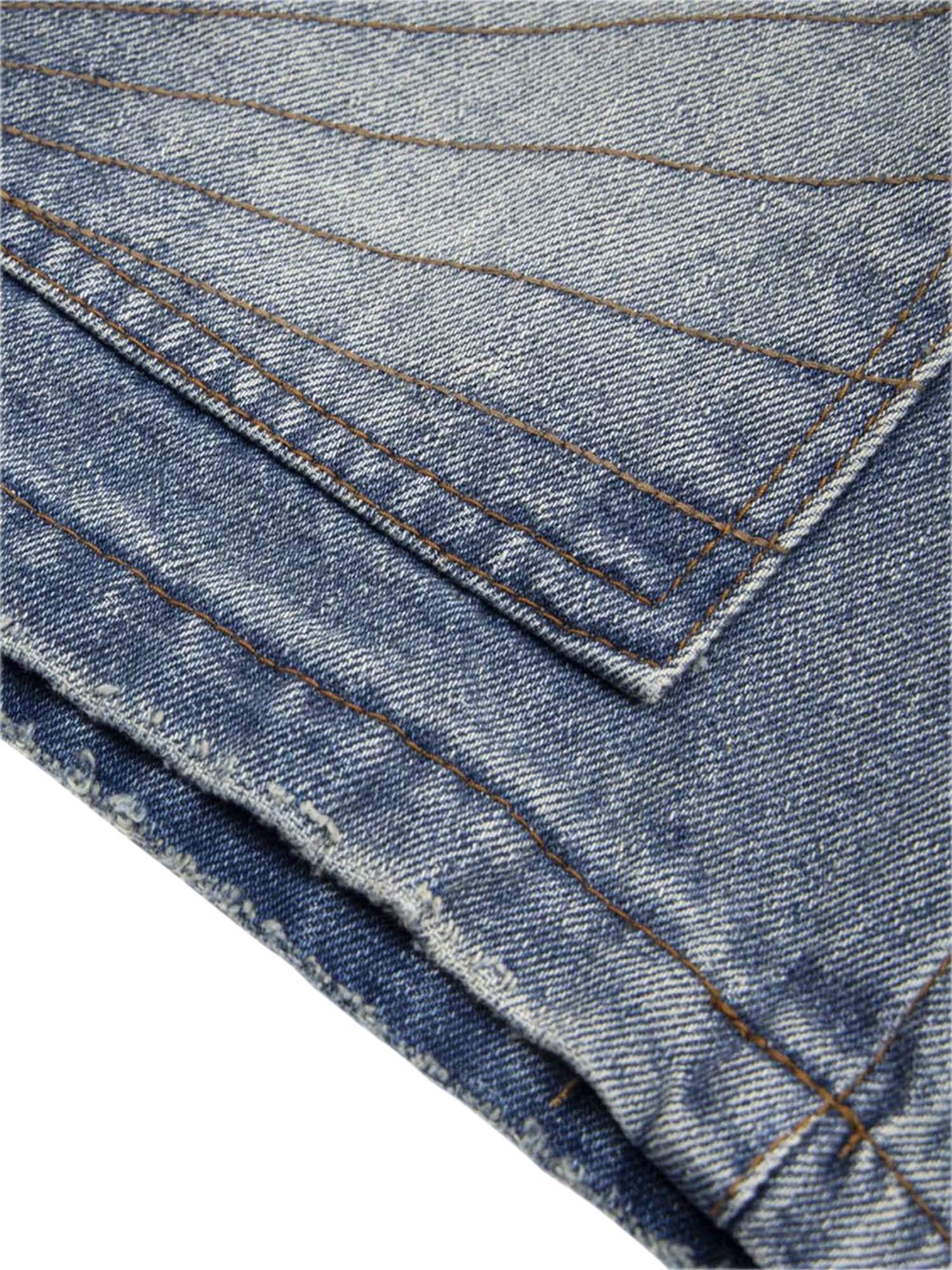BLUE DENIM JORTS WITH SUNBURST DESIGN - BREATHABLE DENIM JORTS