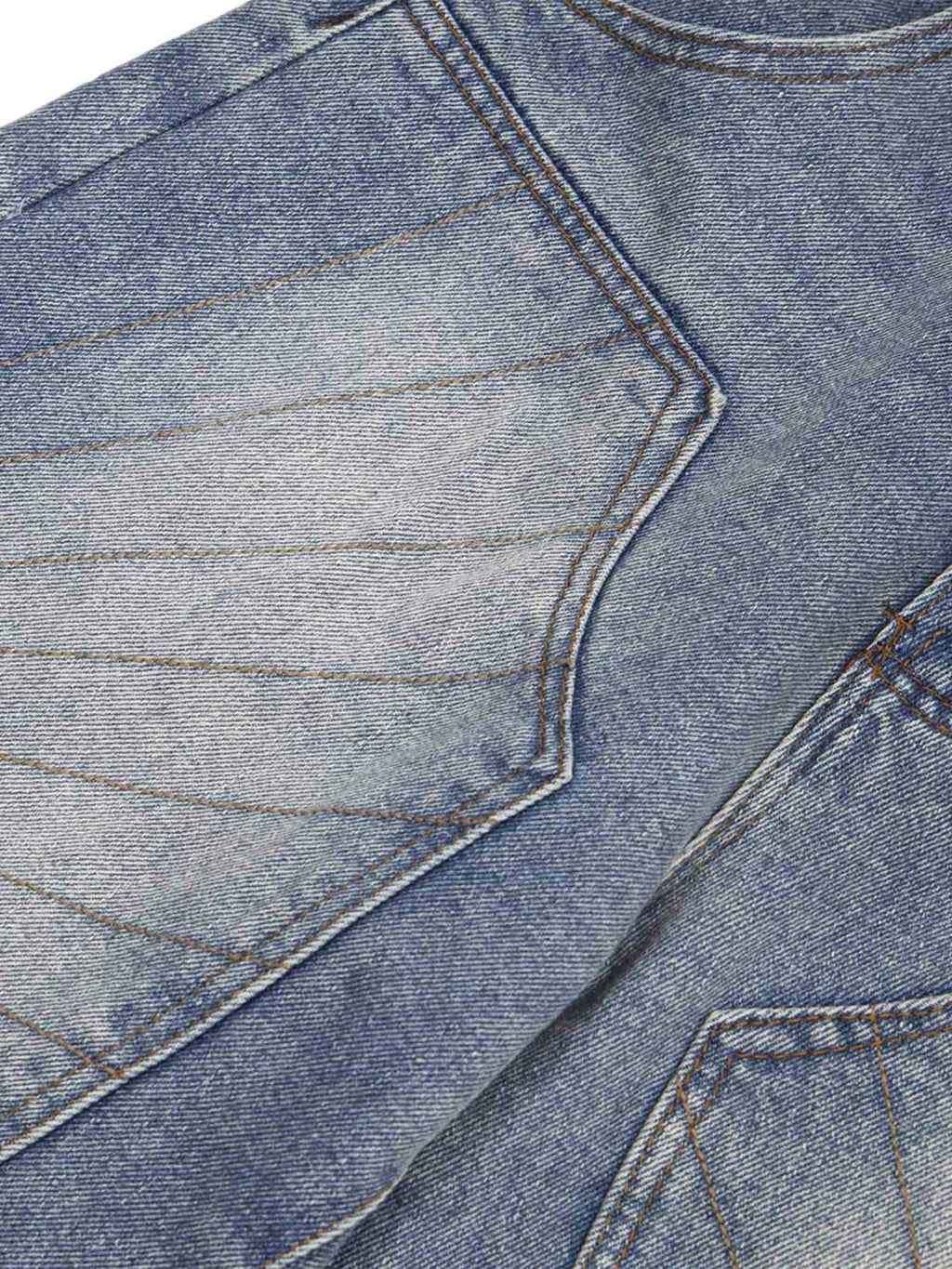 BLUE DENIM JORTS WITH SUNBURST DESIGN - BREATHABLE DENIM JORTS