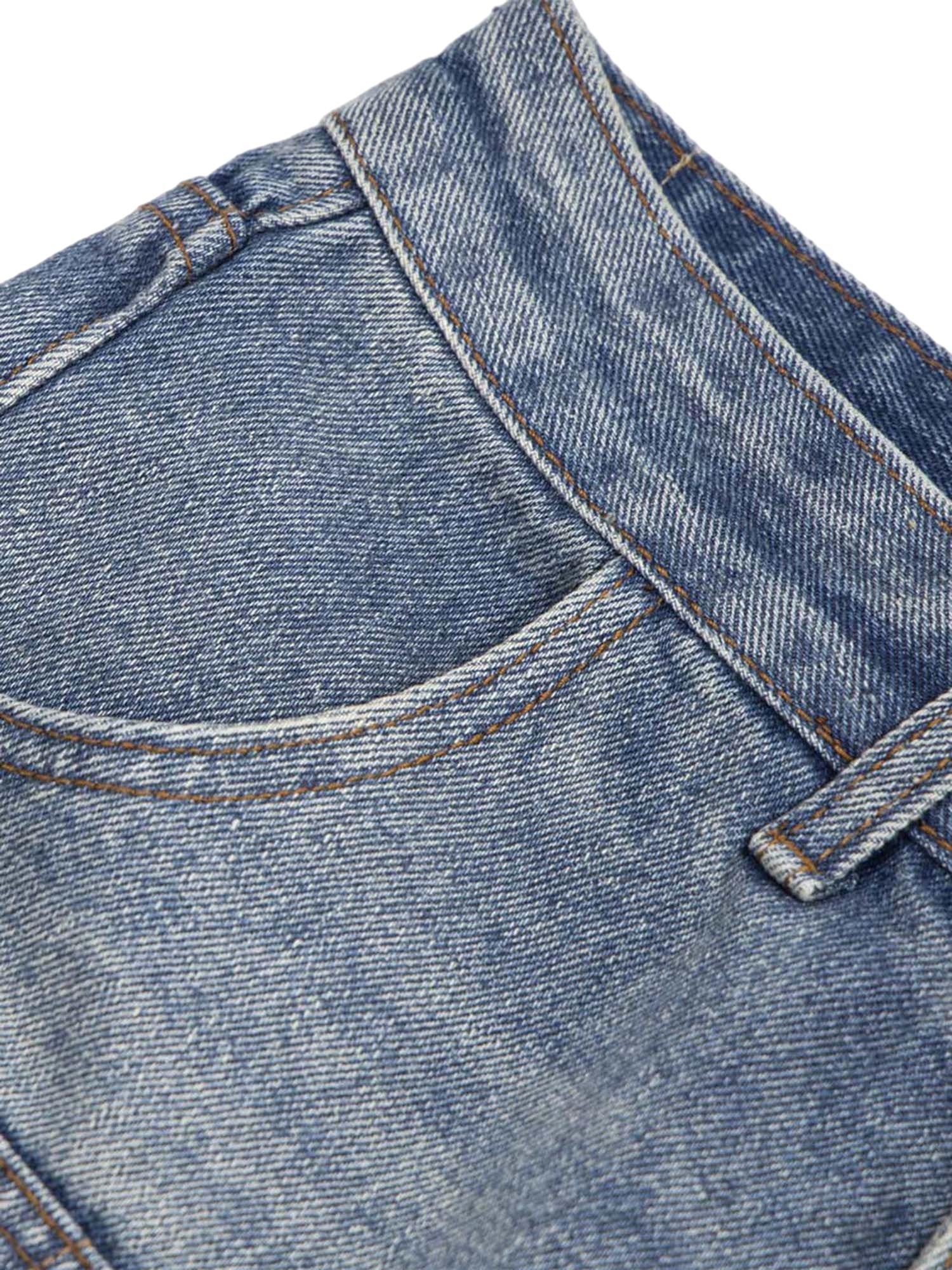 BLUE DENIM JORTS WITH SUNBURST DESIGN - BREATHABLE DENIM JORTS