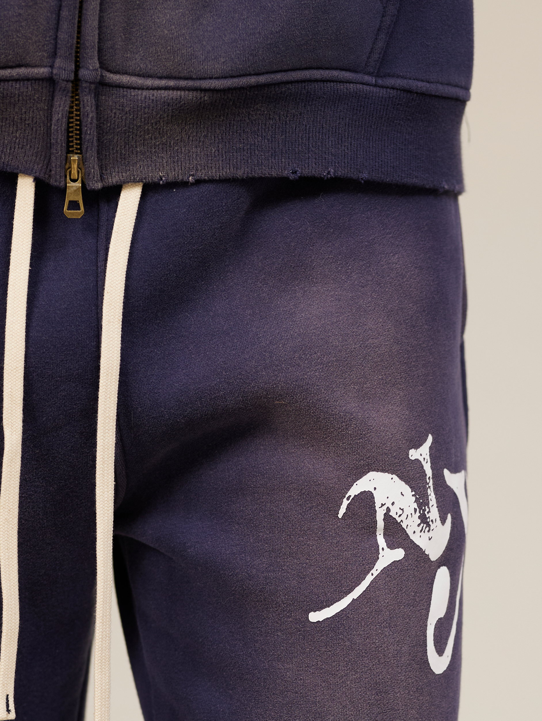 BLUE DENIM SWEATPANTS WITH WHITE DRAWSTRING LUXURY BLUE COTTON