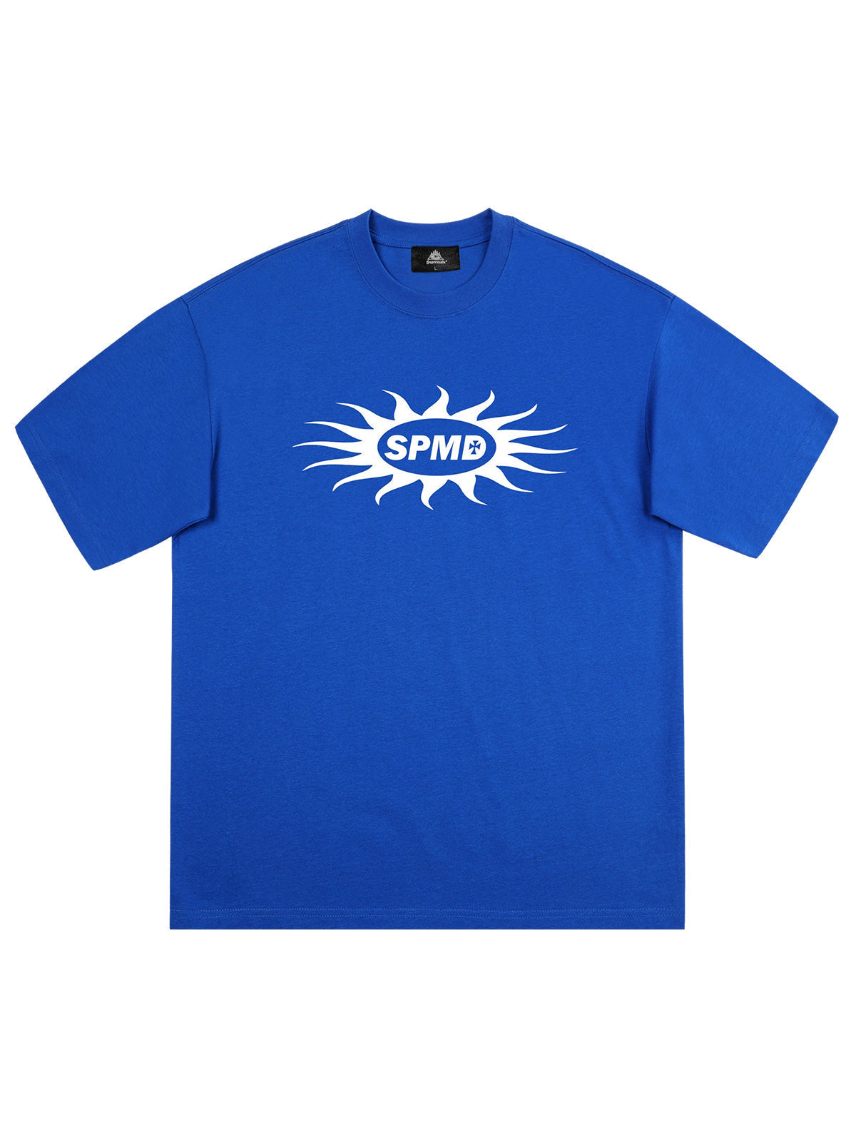 BLUE GRAPHIC T-SHIRT WITH SWEETHEART SUPPLIES LOGO PRINT
