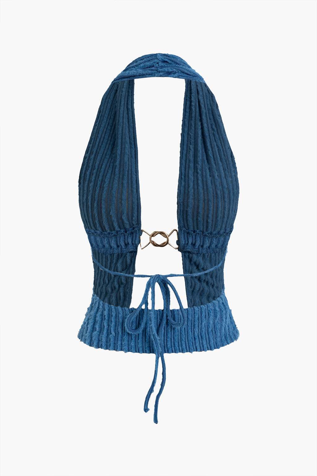 BLUE KNIT HALTER TOP AND SKIRT SET CASUAL JERSEY SETS