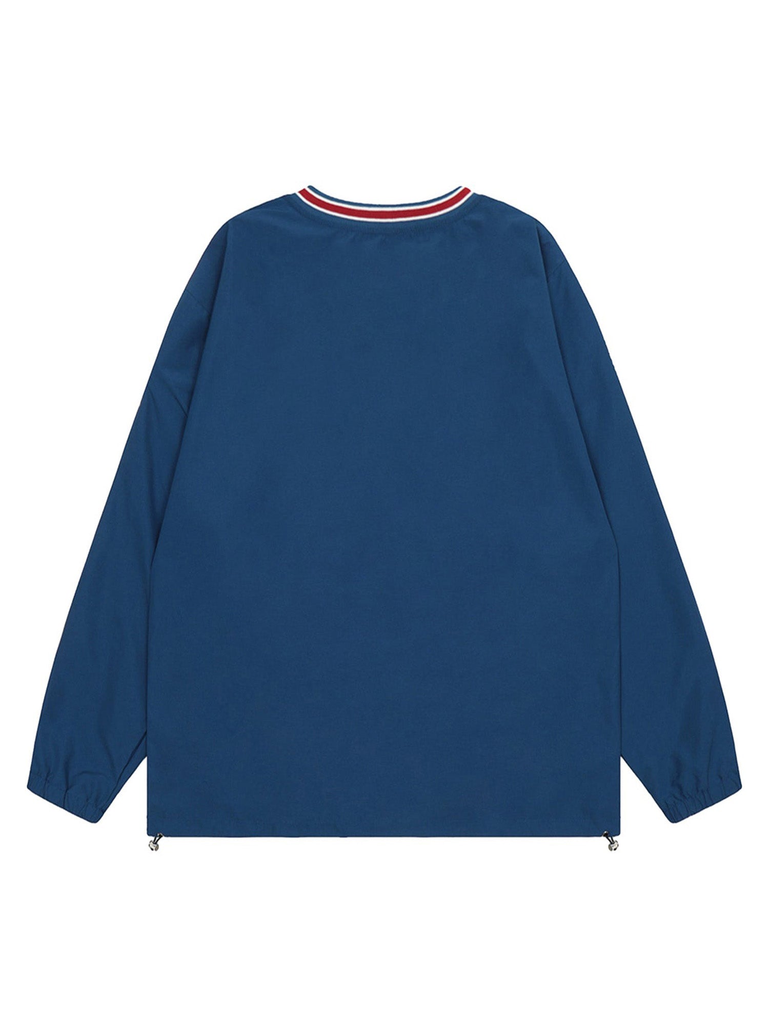 BLUE LONG SLEEVE SHIRT WITH EMBROIDERED DETAIL