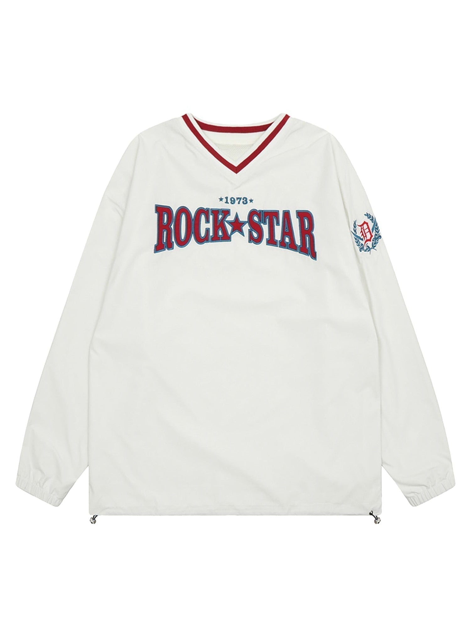 BLUE LONG SLEEVE SHIRT WITH EMBROIDERED DETAIL