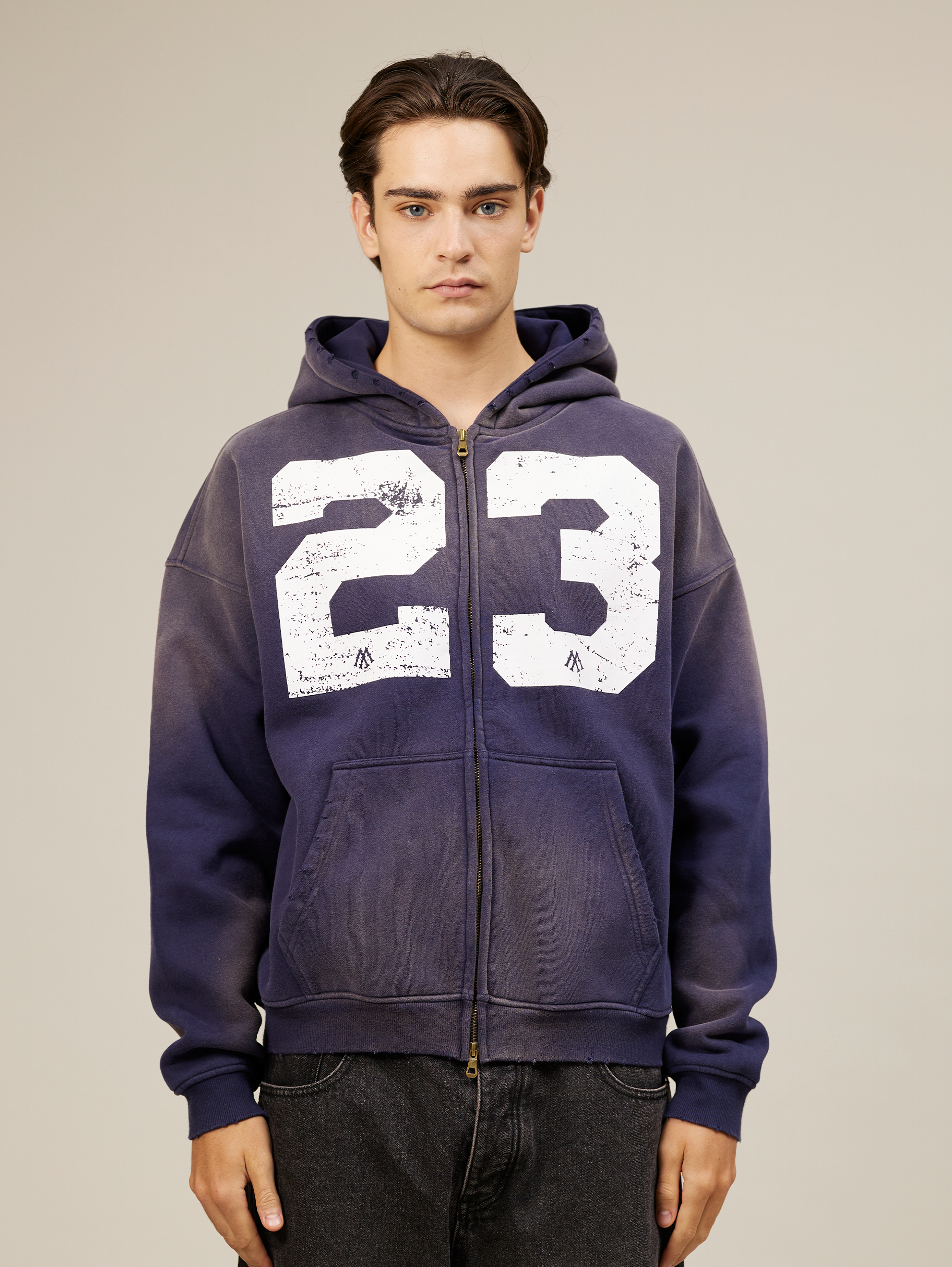BLUE OVERSIZED ZIP-UP SWEATSHIRT WITH 23 - ULTIMATE COMFORT DESIGN