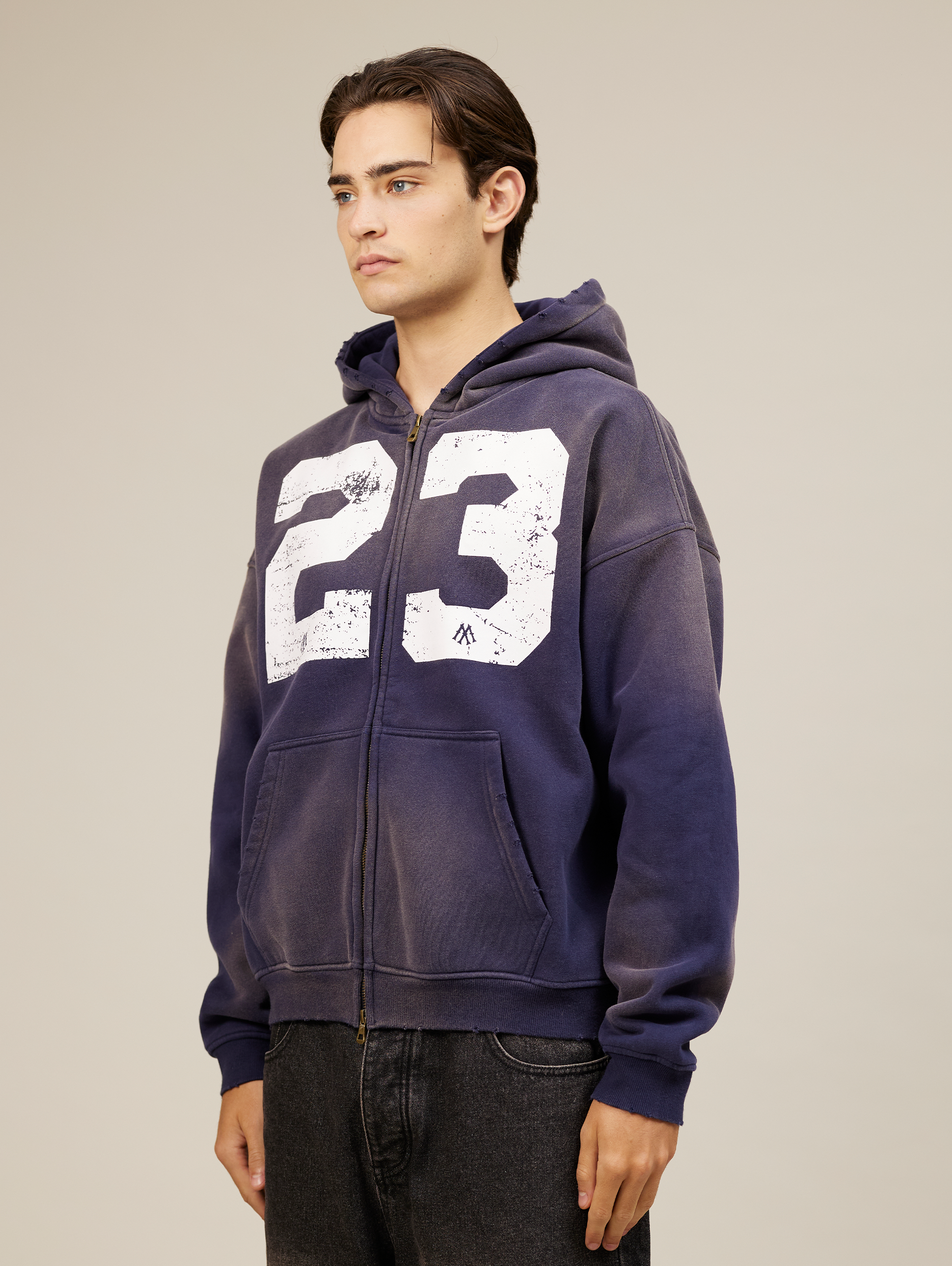 BLUE OVERSIZED ZIP-UP SWEATSHIRT WITH 23 - ULTIMATE COMFORT DESIGN