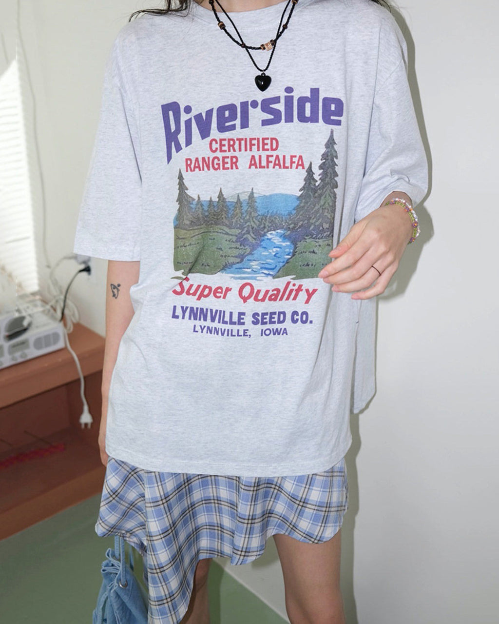 BLUE PLAID ASYMMETRICAL CASCADE SKIRT