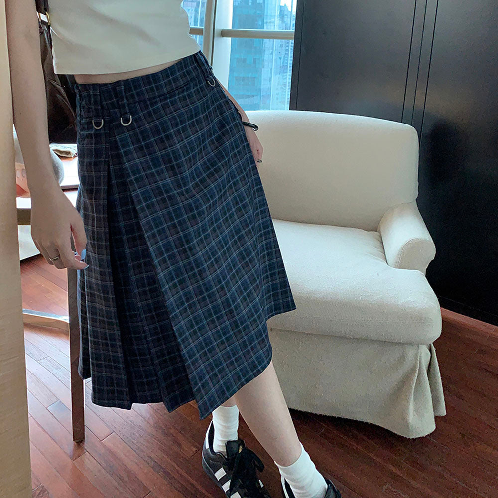 BLUE PLAID KILT SKIRT MODERN PLAID KILT