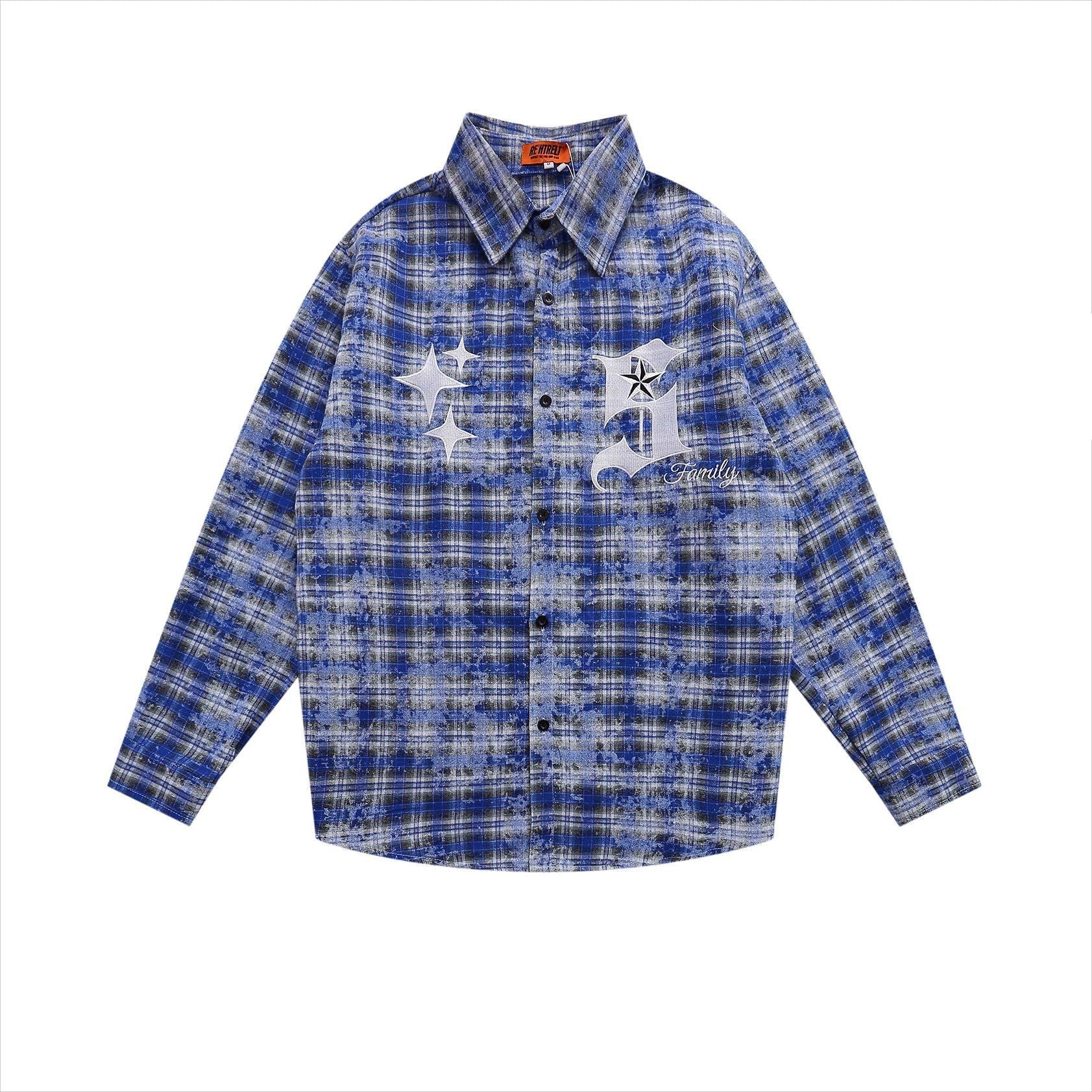 BLUE PLAID LONG-SLEEVED SHIRT HERREN HEMD FLANELLHEMD HERREN