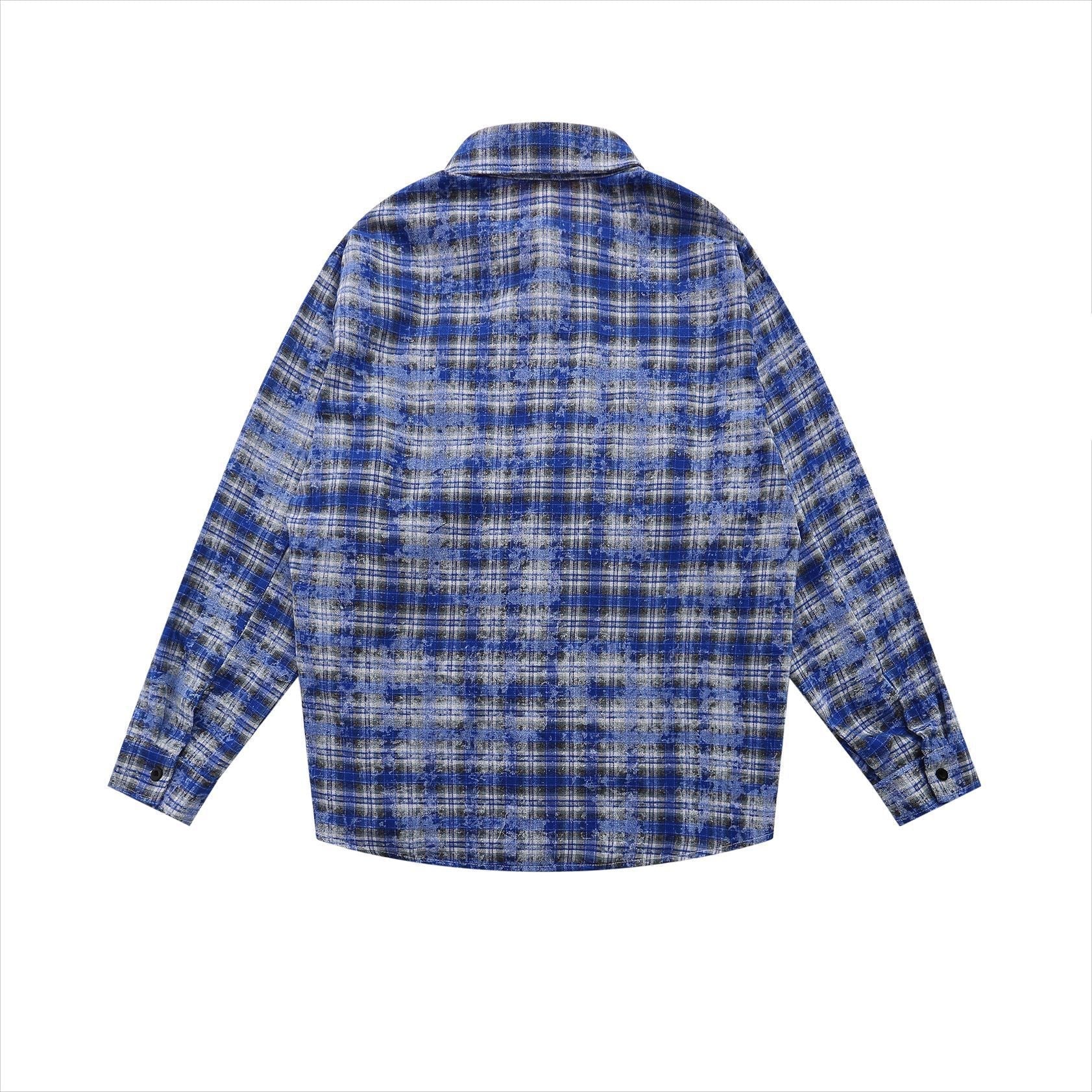 BLUE PLAID LONG-SLEEVED SHIRT HERREN HEMD FLANELLHEMD HERREN