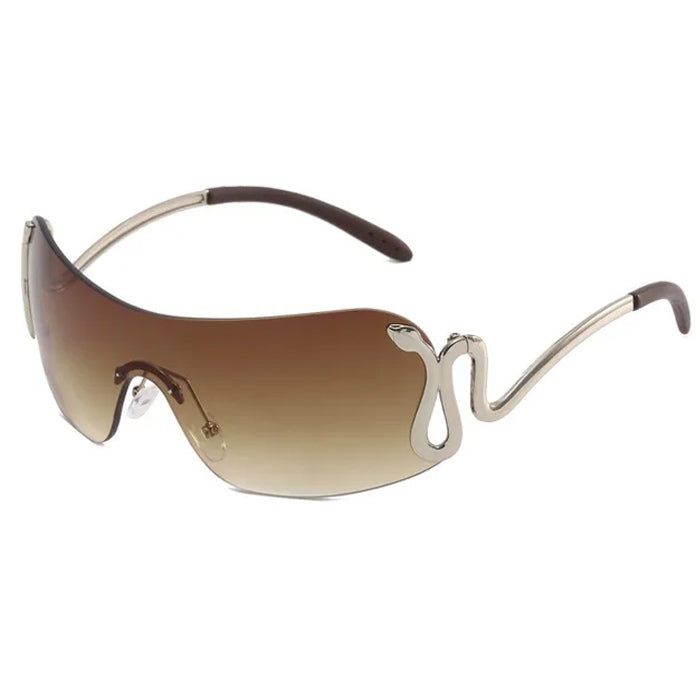 BLUE SHIELD SUNGLASSES WITH SNAKE DETAIL FOR Y2K FASHION