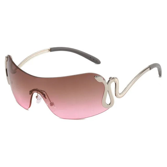 BLUE SHIELD SUNGLASSES WITH SNAKE DETAIL FOR Y2K FASHION