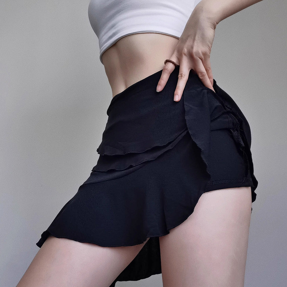 BLUE SKIPPIN SCHOOL LAYERED MINI SKIRT DELICATE RUFFLE