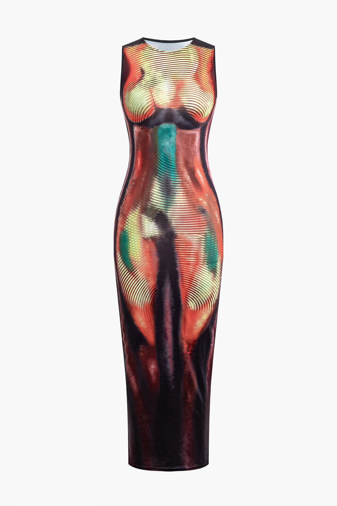 BODYCON MIDI DRESS WITH ANATOMICAL PRINT FOR CASUAL OCCASIONS
