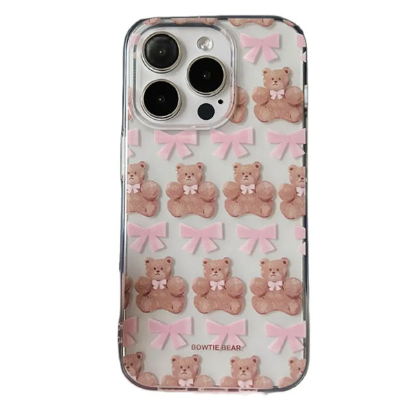 BOW BEAR IPHONE CASE WITH TEDDY BEAR AND BOW DESIGN