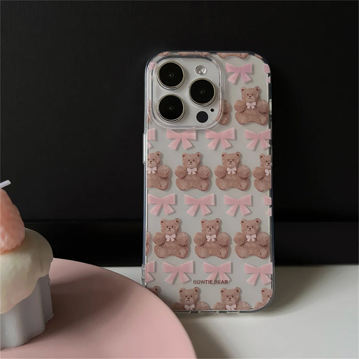 BOW BEAR IPHONE CASE WITH TEDDY BEAR AND BOW DESIGN