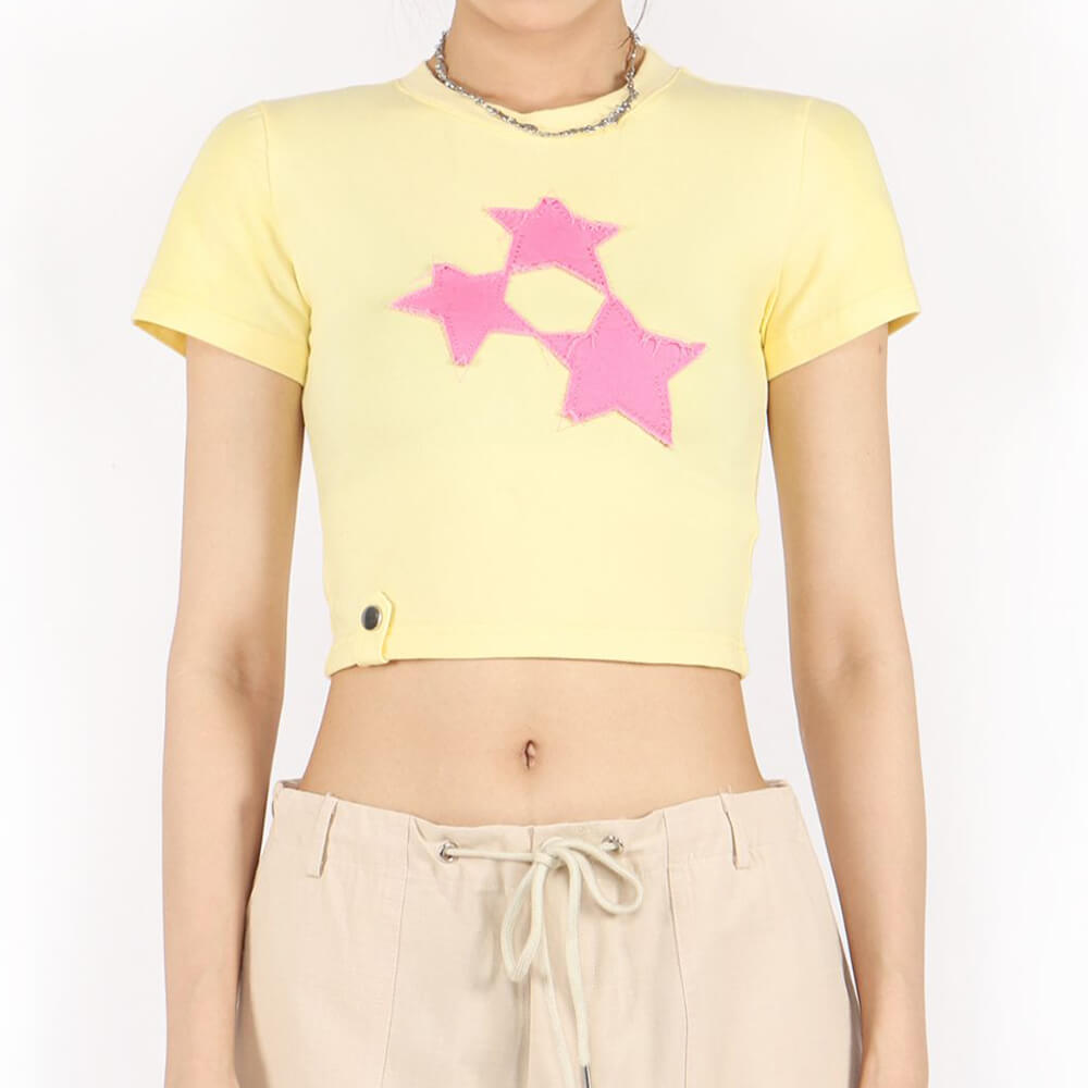 BRIGHT STAR CROPPED TOP YELLOW STAR CROPPED