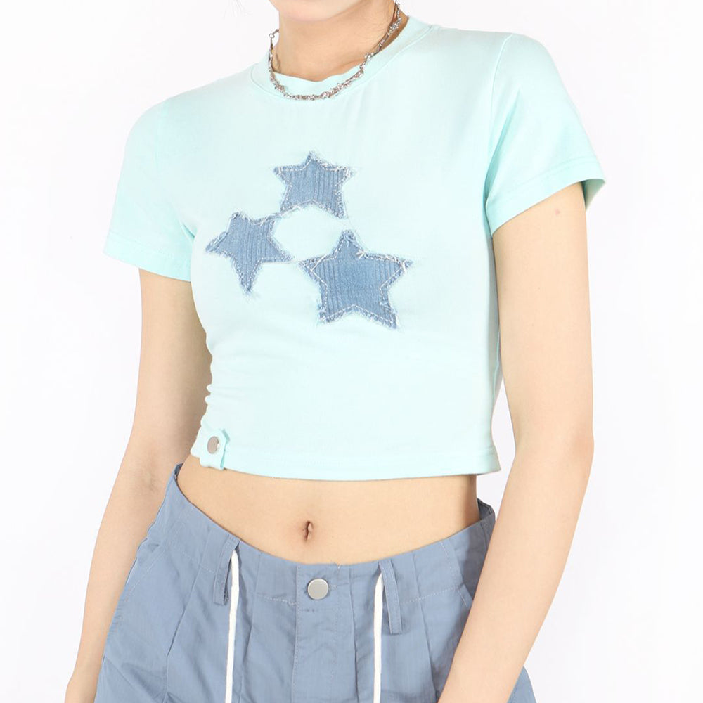 BRIGHT STAR CROPPED TOP YELLOW STAR CROPPED