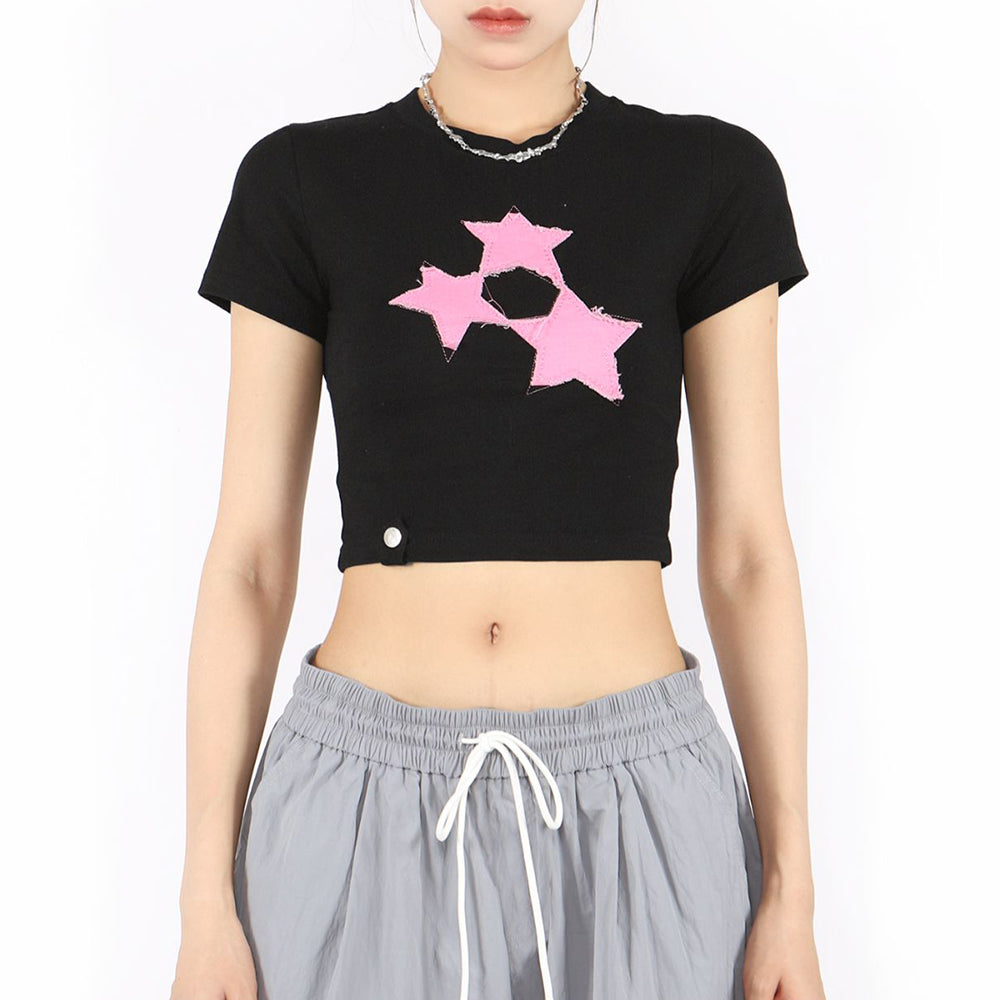 BRIGHT STAR CROPPED TOP YELLOW STAR CROPPED