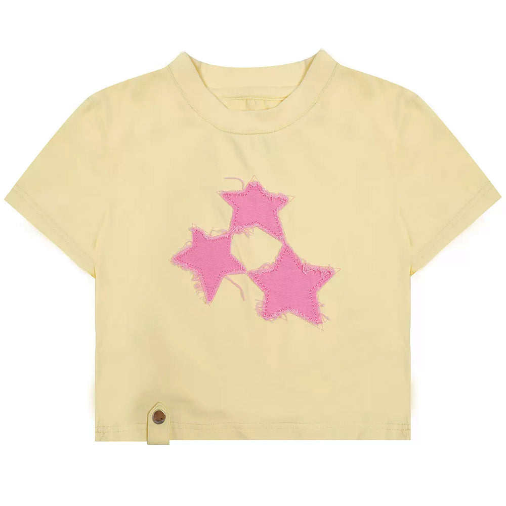 BRIGHT STAR CROPPED TOP YELLOW STAR CROPPED