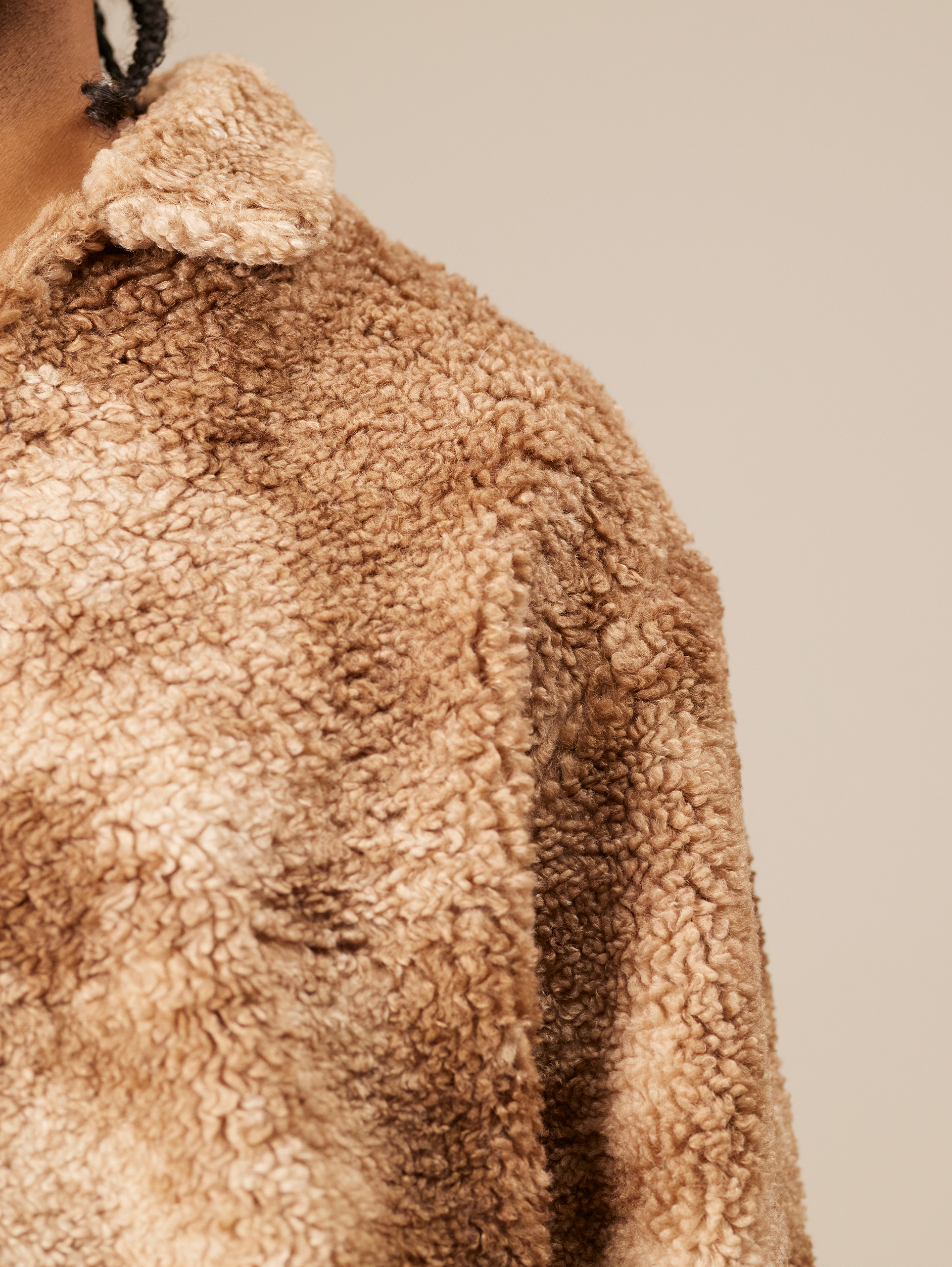 BROWN AND BEIGE TIE-DYE FLEECE PULLOVER OVERSIZED DROPPED SHOULDER