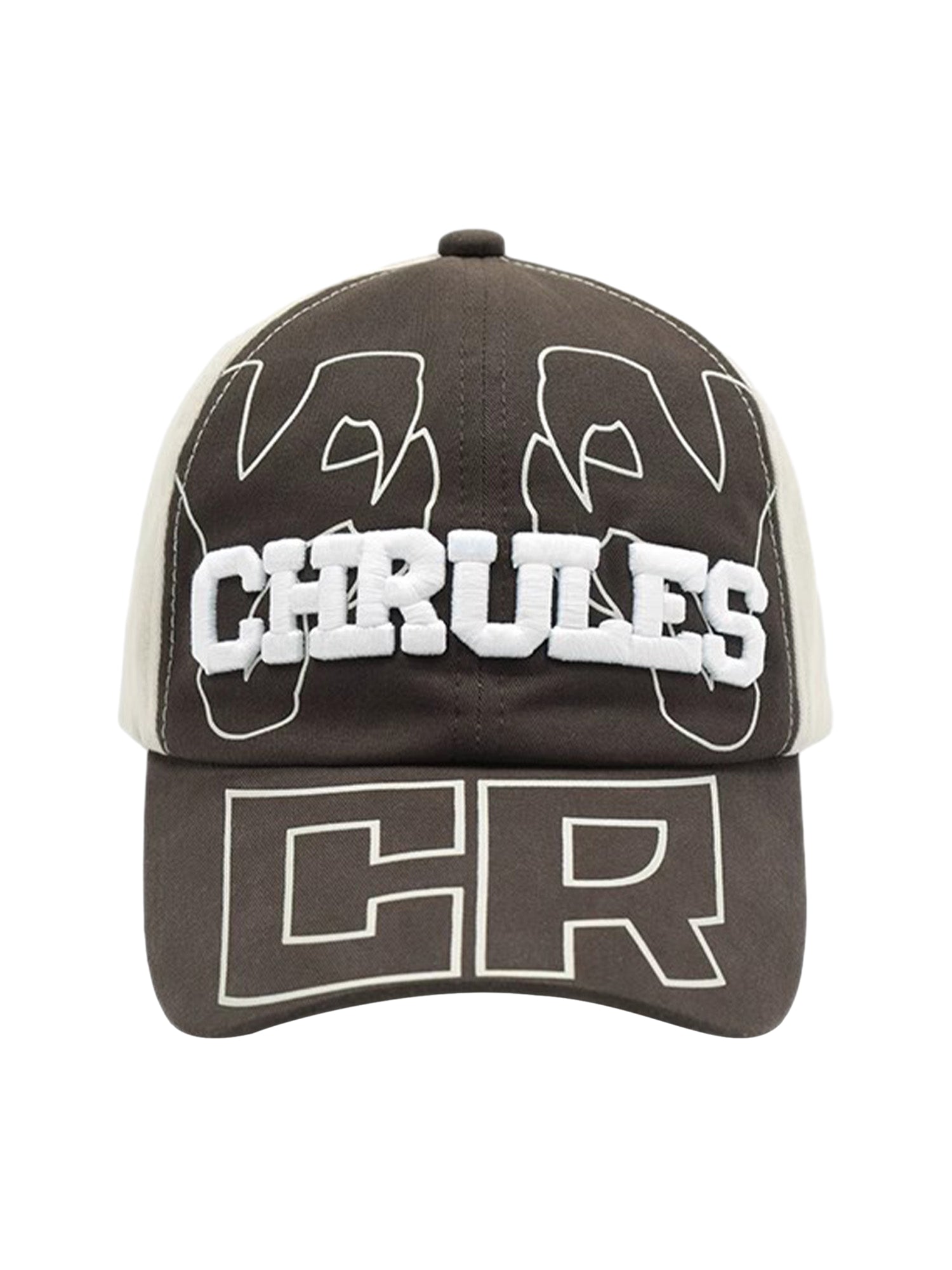 BROWN AND WHITE BASEBALL CAP DURABLE COTTON GARMENT