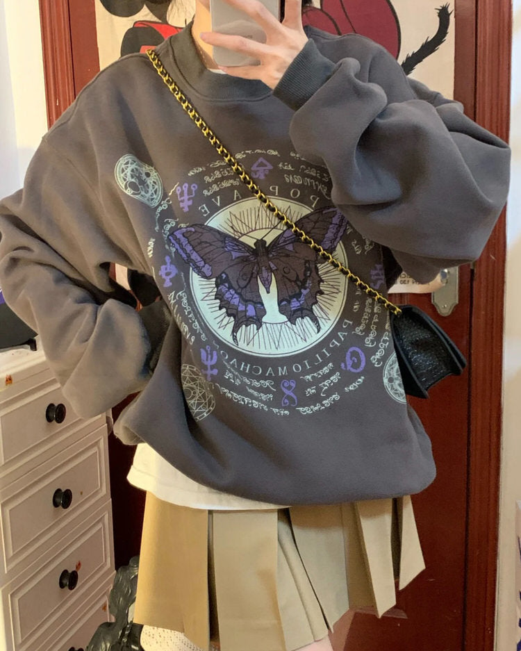 BROWN BUTTERFLY GRAPHIC SWEATSHIRT FOR WOMEN AND MEN