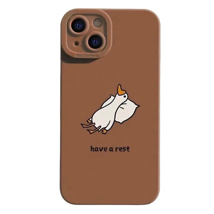 BROWN CARTOON DUCK REST IPHONE CASE FOR IPHONE